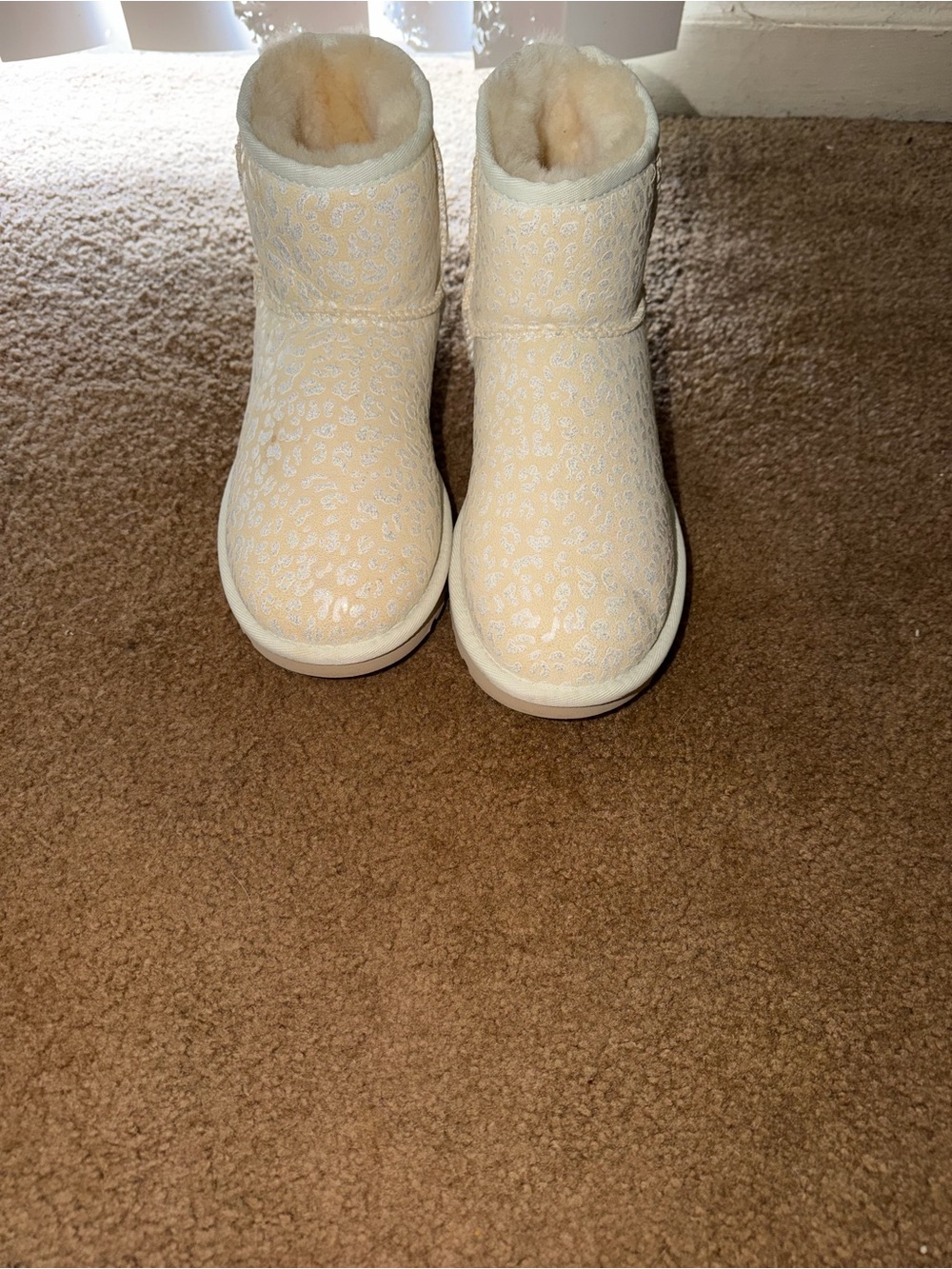 Women’s UGG Cozy Cream Cheetah Print Shearling-Lined Short Boots
